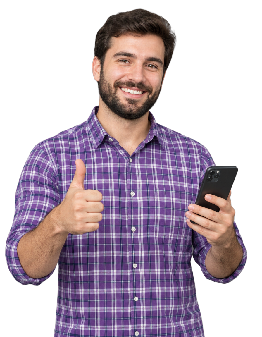 Happy merchant giving a thumbs up